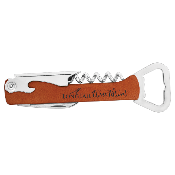 5.25" Rawhide Laserable Leatherette Wine Bottle Opener