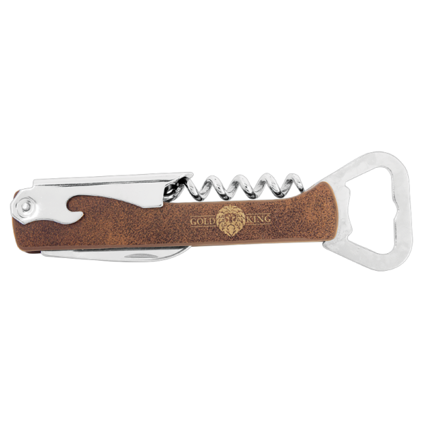 5.25" (Rustic/Gold) Laserable Leatherette Wine Bottle Opener