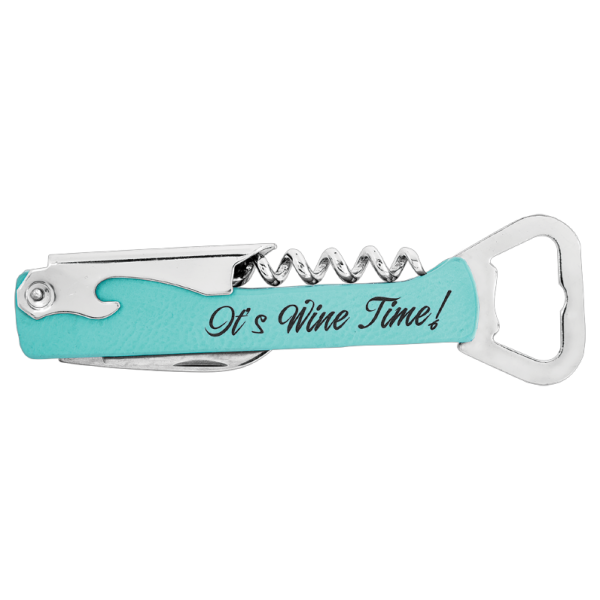 5.25" (Teal) Laserable Leatherette Wine Bottle Opener