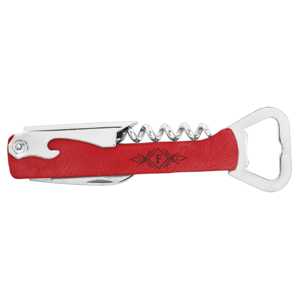 5.25" (Red) Laserable Leatherette Wine Bottle Opener