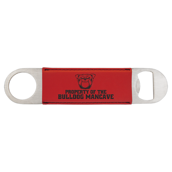 1 1/2" x 7" (Red) Laserable Leatherette Bottle Opener