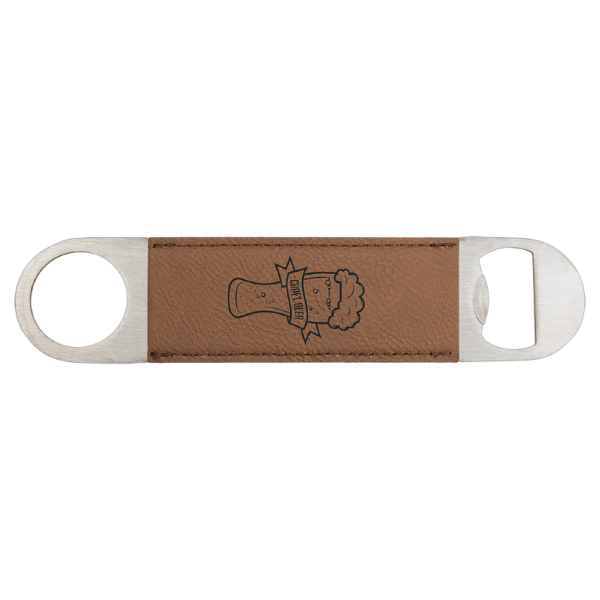 1 1/2" x 7" (Dark Brown) Laserable Leatherette Bottle Opener