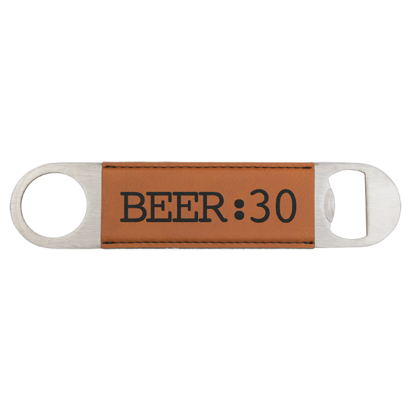 1 1/2" x 7" (Rawhide) Laserable Leatherette Bottle Opener