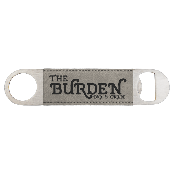 1 1/2" x 7" (Gray) Laserable Leatherette Bottle Opener