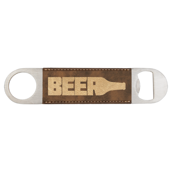 1 1/2" x 7" (Rustic/Gold) Laserable Leatherette Bottle Opener