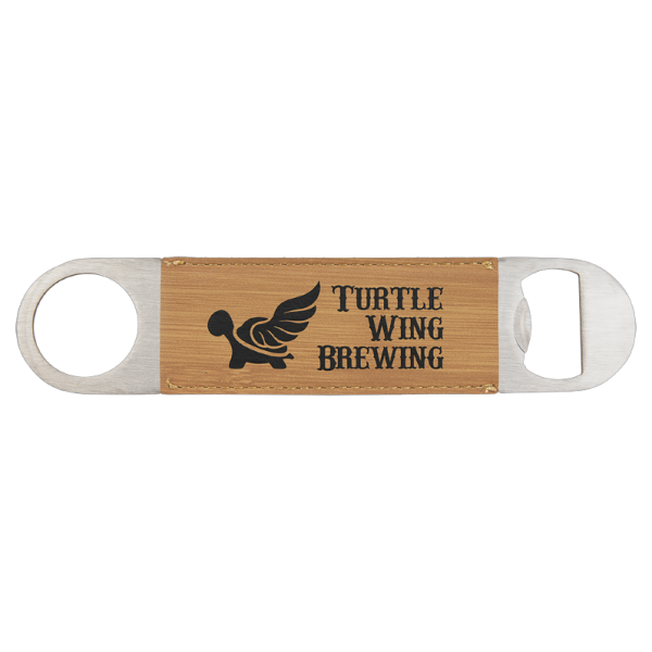 1 1/2" x 7" (Bamboo) Laserable Leatherette Bottle Opener